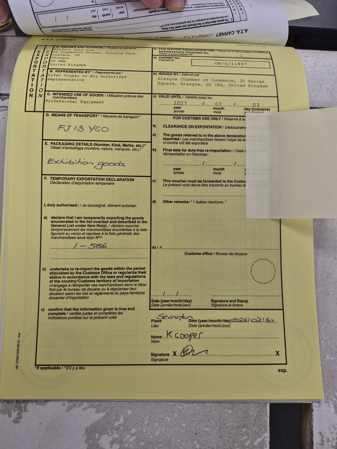 Exhibition logistics paperwork for international event transport